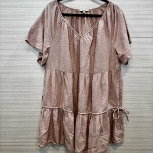 Madewell Lorelei Linen Blend Mini Dress in Soft Mauve size XXL